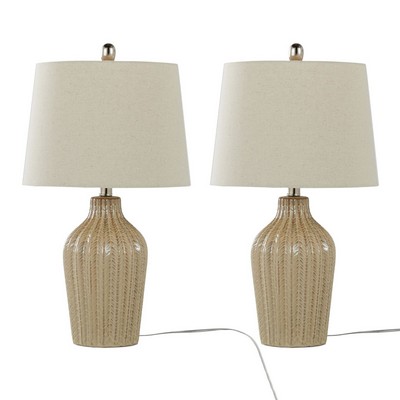 Lumisource Rockwell 23in Ceramic Table Lamp - Set of 2 Cuban Sand Ceramic