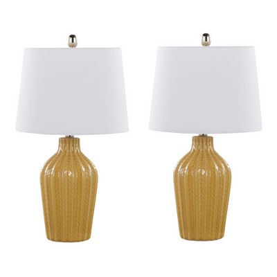 Lumisource Rockwell 23in Ceramic Table Lamp - Set of 2 Glossy Misted Yellow Ceramic