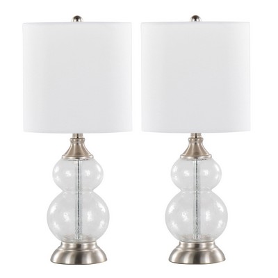 Lumisource Belle 20in Glass Accent Lamp - Set of 2 Clear Wrinkle Glass