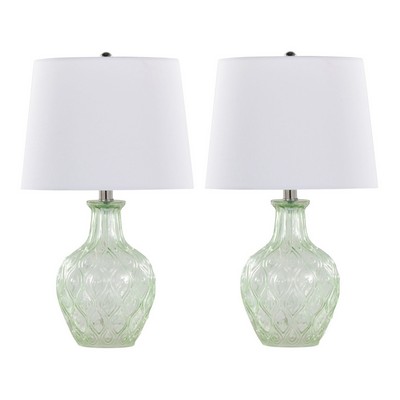 Lumisource Gloria Round 20in Glass Accent Lamp - Set of 2 Clear Recycled Spanish Glass