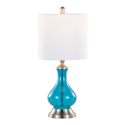 Lumisource Jasmine 22in Glass Accent Lamp Clear Sapphire Blue Seeded Glass