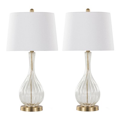 Lumisource Jenny 27in Glass Table Lamp - Set of 2 Clear Crackle Glass