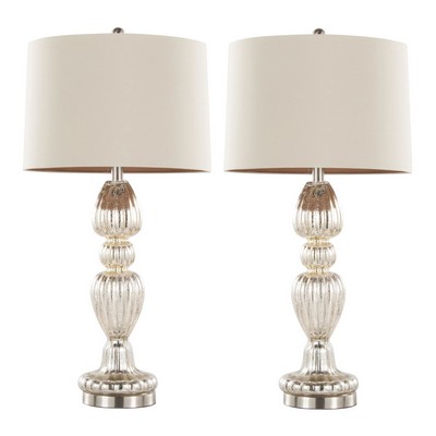 Lumisource Spade 30in Glass Table Lamp - Set of 2 Mercury Glass