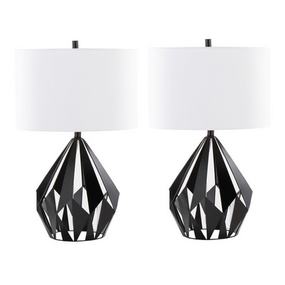 Lumisource Geome Tri 28in Metal Table Lamp - Set of 2 Matte Black Metal