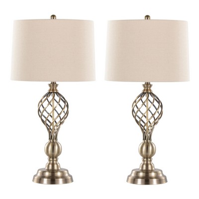 Lumisource Linx Twist 29in Metal Table Lamp - Set of 2 Antique Soft Brass