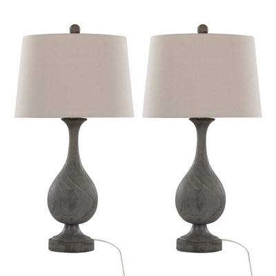 Lumisource Cipolla Poly 29in Polyresin Table Lamp - Set of 2 Acid Griffin Wood Polyresin