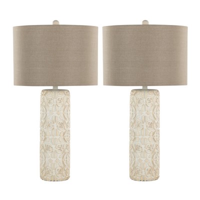 Lumisource Charlotte 30in Polyresin Table Lamp - Set of 2 Brushed Taos Brown Polyresin