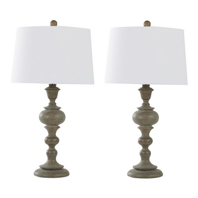 Lumisource Morocco 30in Poly Table Lamp - Set of 2 Distressed Beige Grey