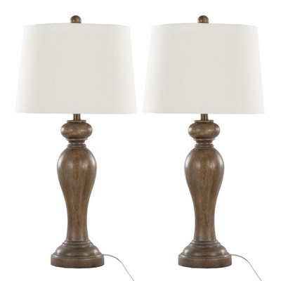 Lumisource Peppa 31in Polyresin Table Lamp - Set of 2 Opal Grey Polyresin