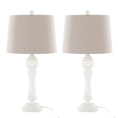 Lumisource Winston 32in Poly Table Lamp - Set of 2 Distressed Off-White Poly