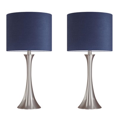 Lumisource Lenuxe 24in Metal Table Lamp - Set of 2 Brushed Nickel