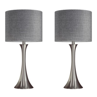 Lumisource Lenuxe 24in Metal Table Lamp - Set of 2 Brushed Nickel