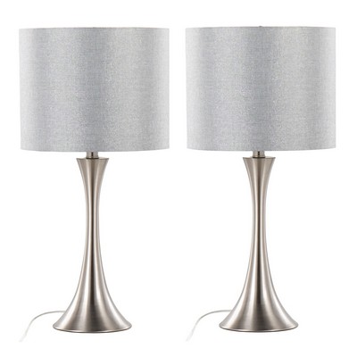 Lumisource Lenuxe 24in Metal Table Lamp - Set of 2 Brushed Nickel