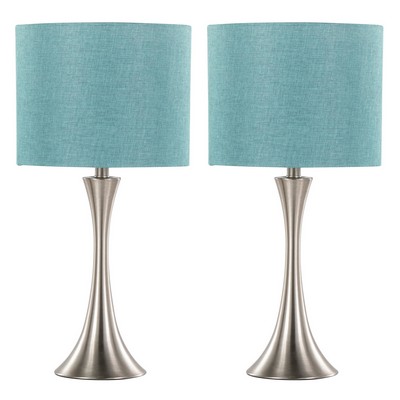 Lumisource Lenuxe 24in Metal Table Lamp - Set of 2 Brushed Nickel