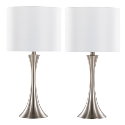 Lumisource Lenuxe 24in Metal Table Lamp - Set of 2 Brushed Nickel