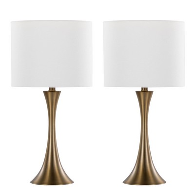 Lumisource Lenuxe 24in Metal Table Lamp - Set of 2 Matte Golden Bronze