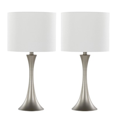 Lumisource Lenuxe 24in Metal Table Lamp - Set of 2 Frosted Silver Metal