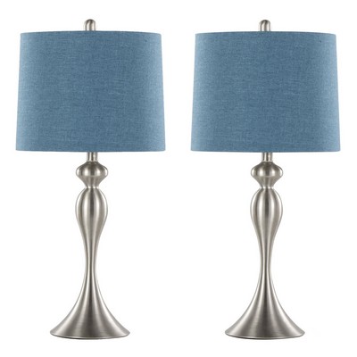 Lumisource Ashland 27in Metal Table Lamp - Set of 2 Brushed Nickel