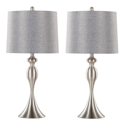 Lumisource Ashland 27in Metal Table Lamp - Set of 2 Brushed Nickel