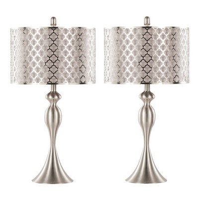 Lumisource Ashland 27in Metal Table Lamp - Set of 2 Brushed Nickel