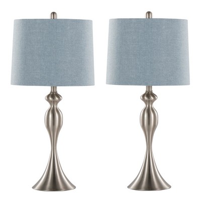 Lumisource Ashland 27in Metal Table Lamp - Set of 2 Brushed Nickel