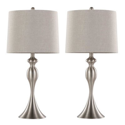 Lumisource Ashland 27in Metal Table Lamp - Set of 2 Brushed Nickel