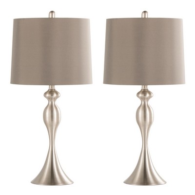 Lumisource Ashland 27in Metal Table Lamp - Set of 2 Brushed Nickel