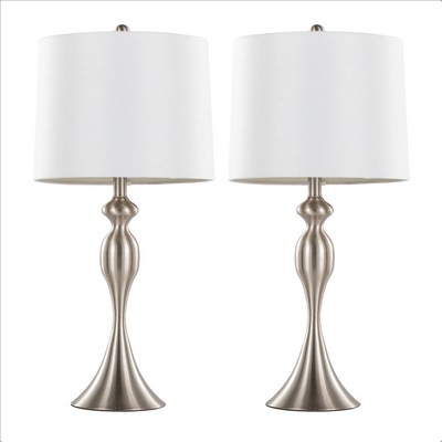 Lumisource Ashland 27in Metal Table Lamp - Set of 2 Brushed Nickel