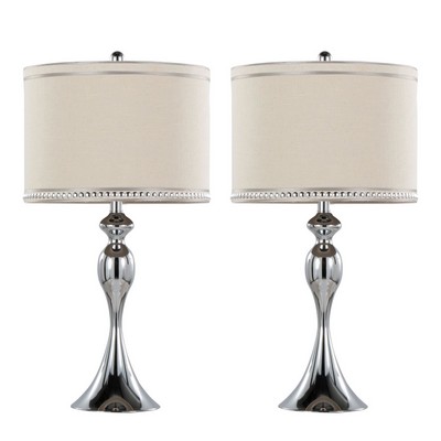 Lumisource Ashland 27in Metal Table Lamp - Set of 2 Polished Chrome