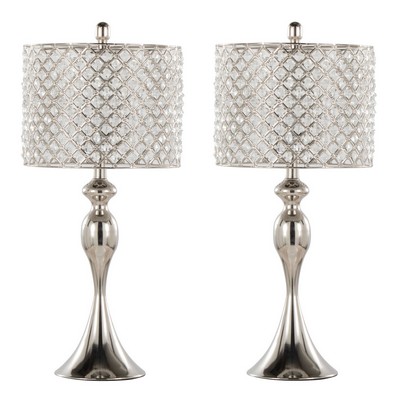 Lumisource Ashland 27in Metal Table Lamp - Set of 2 Polished Nickel