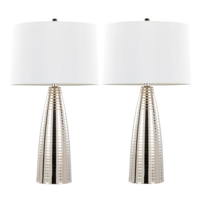 Lumisource Maya 27in Metal Table Lamp - Set of 2 Polished Nickel