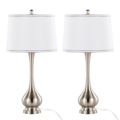 Lumisource Cairo 28.75in Metal Table Lamp - Set of 2 Brushed Nickel