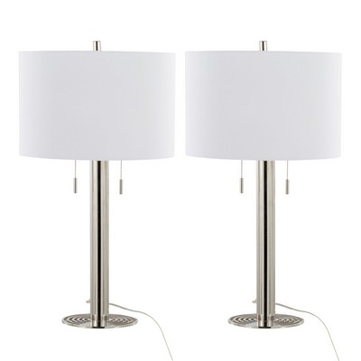 Lumisource Master 29in Metal Table Lamp - Set of 2 Polished Nickel