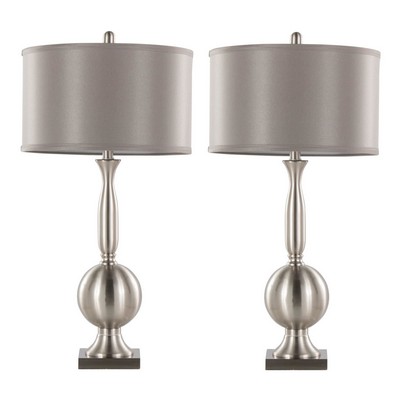 Lumisource Joan 30in Metal Table Lamp - Set of 2 Brushed Nickel