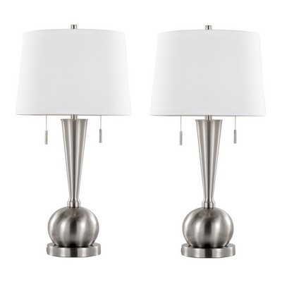 Lumisource Jules 30.25in Metal Table Lamp with USB - Set of 2 Brushed Nickel