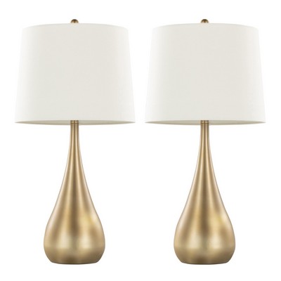 Lumisource Pebble 29in Metal Table Lamp - Set of 2 Gold Metal