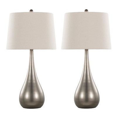 Lumisource Pebble 29in Metal Table Lamp - Set of 2 Aged Pewter