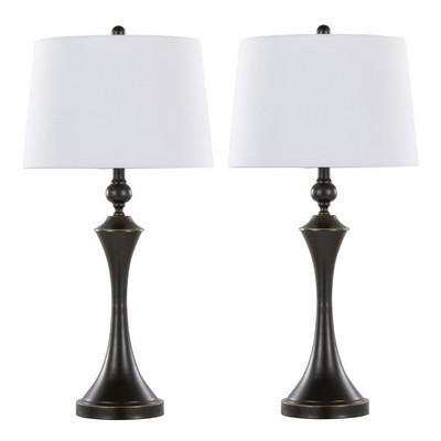 Lumisource Flint 30in Metal Table Lamp with USB - Set of 2 Oil Rubbed Bronze