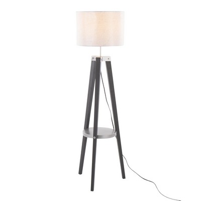 Lumisource Compass Shelf Floor Lamp Black Wood