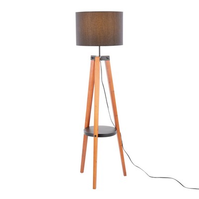 Lumisource Compass Shelf Floor Lamp Walnut Wood