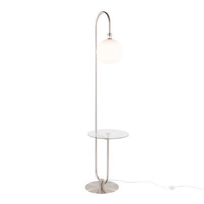 Lumisource Trombone Floor Lamp with Table Nickel Metal