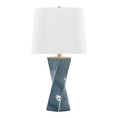 Lumisource Curvo Square 27in Ceramic Table Lamp Blue Ceramic