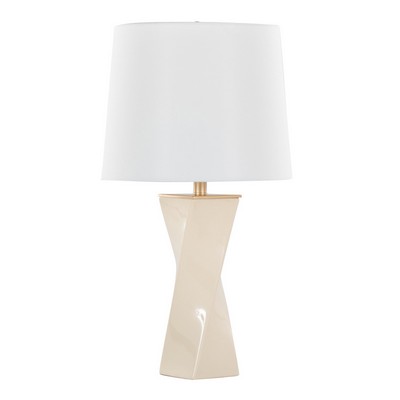 Lumisource Curvo Square 27in Ceramic Table Lamp Cream Ceramic