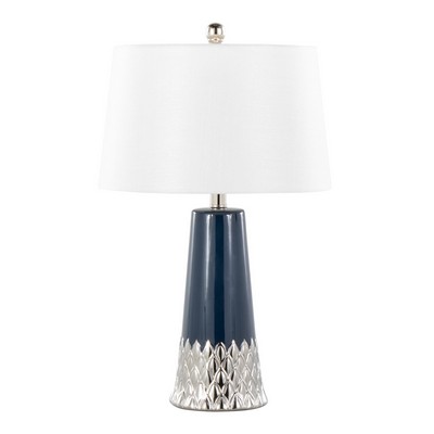 Lumisource Penelope 22in Ceramic Table Lamp Dark Blue & Silver Ceramic Body