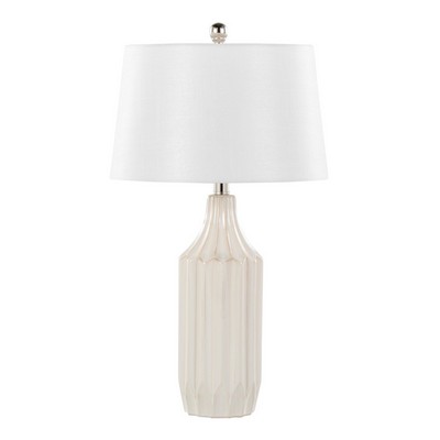 Lumisource Stella 23in Ceramic Table Lamp Gloss Cream Ceramic Finish Body