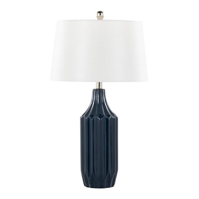 Lumisource Stella 23in Ceramic Table Lamp Gloss Dark Blue Ceramic