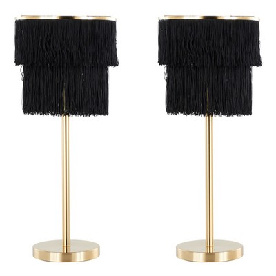 Lumisource Fringe 25in Metal Buffet Lamp - Set of 2 Royal Gold Metal