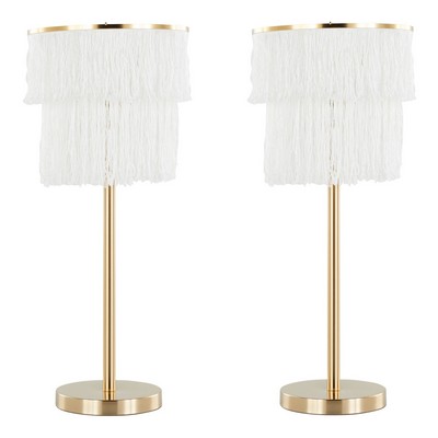 Lumisource Fringe 25in Metal Buffet Lamp - Set of 2 Royal Gold Metal