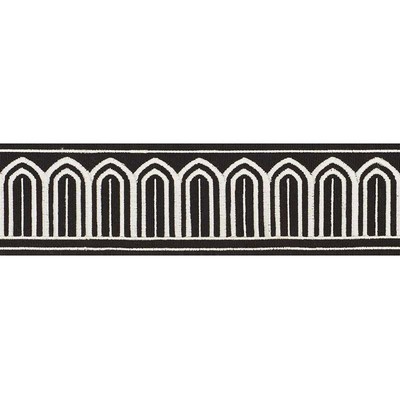 Schumacher Trim ARCHES EMBROIDERED TAPE WHITE ON BLACK