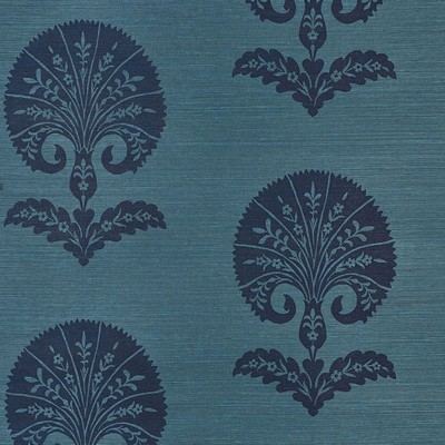 Schumacher Wallpaper OTTOMAN FLOWER SISAL PEACOCK